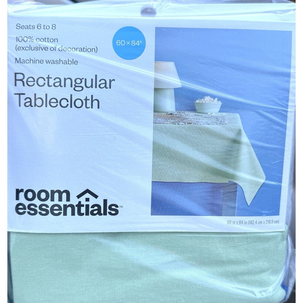 84"x60" Green Tablecloth - Room Essentials™ Rectangular Dining Table Cover NEW - Picture 4 of 4